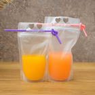 300ml Front Clear Stand Up Resealable Zipper Pouches Plastic Stand Up Pouch With Ziplock Straw