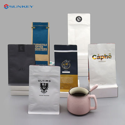 Flache untere Tee-Kaffee-Verpackentaschen-kompostierbare Kaffee-Taschen mit Ventil und Reißverschluss